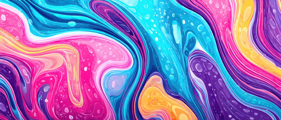 Obraz premium Vibrant Abstract Watercolor Background, Colorful flowing patterns, Artistic inspiration for creatives, Ideal for posters and social media banners, Engaging and versatile design element