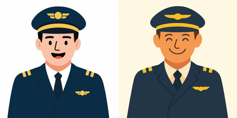 vector of a pilot smiling happily