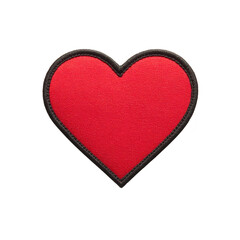 Obraz premium Red heart shaped fabric patch with black border, symbolizing love and affection. patch is isolated on transparency background, highlighting its vibrant color and simple design