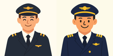 vector of a pilot smiling happily