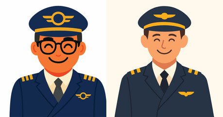 vector of a pilot smiling happily