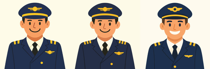 vector of a pilot smiling happily