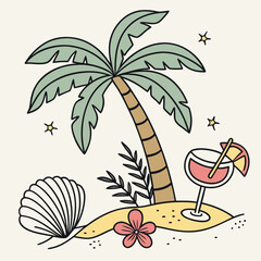 Vector illustration of topical beach