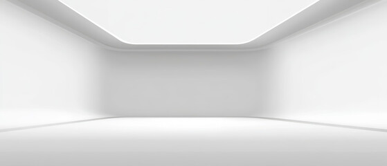 Minimalist 3D Illustration with Wide White Background, Ideal for Presentations and Corporate Branding, Versatile Backdrop for Product Displays, Emphasizing Modern Aesthetics