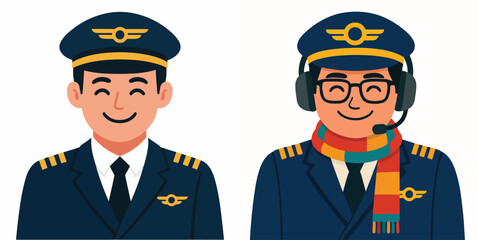 vector of a pilot smiling happily