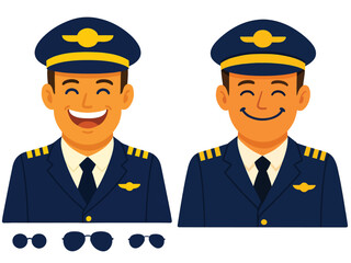 vector of a pilot smiling happily