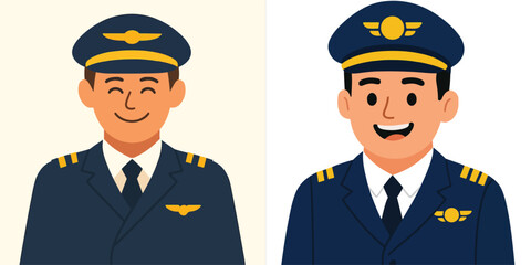 vector of a pilot smiling happily