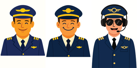 vector of a pilot smiling happily