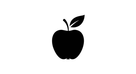 Bold Black Silhouette of an Apple with Leaf