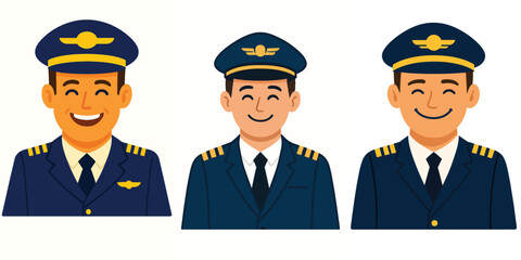 vector of a pilot smiling happily