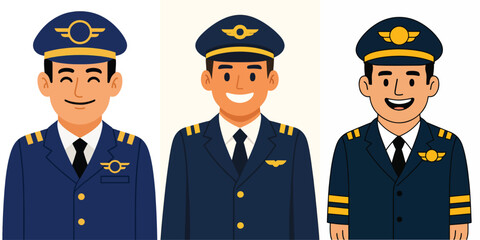 vector of a pilot smiling happily