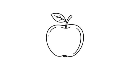 Simple Line Drawing of a Vibrant Apple