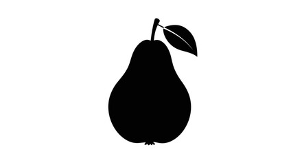 Simple Silhouette of a Pear with a Leaf