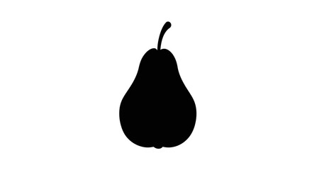 Simple Silhouette of a Pear with Stem