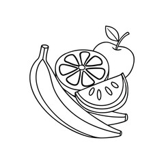 Fruit Basket Line Art Illustration