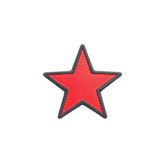 Obraz premium Red star patch with black border, symbolizing boldness and style, isolated on transparency background. This emblem is often used in fashion and design