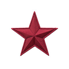 Red embroidered star patch with intricate stitching, perfect for clothing decoration or crafting projects. design is bold and eye catching, adding touch of flair