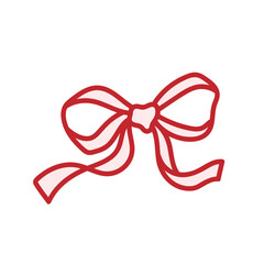 Hand drawn coquette bow knot of ribbon. Holiday party invitation decorative element, festive gift decor. Beautiful bow. Trendy girly whimsy aesthetic. Vector isolated clip art