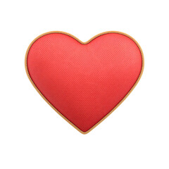 Obraz premium Red heart shaped cushion with gold border, featuring textured surface, symbolizes love and affection. elegant design makes it perfect decorative piece for various settings