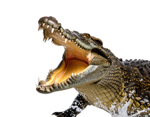 Obraz premium Alligator with open mouth, white isolate background