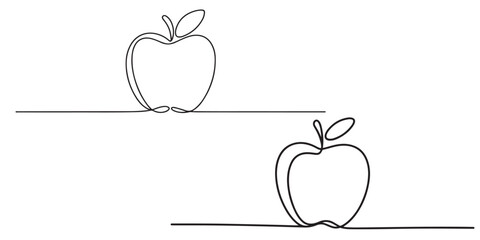 set of black vector continuous one line apple drawing style Simple Line Drawing Apples Minimalist Design, Simple Line Drawing Apples Minimalist Design,