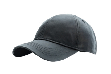 An elegant gray baseball cap cast in dramatic shadows capturing the essence of sporty style on transparent background