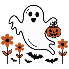 Playful Halloween ghost isolated vector illustration