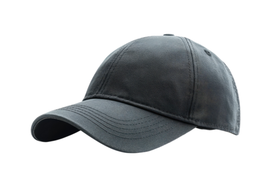 An elegant gray baseball cap cast in dramatic shadows capturing the essence of sporty style on transparent background