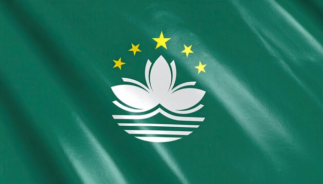 Macau Flag Waving Close Up. - Powered by Adobe