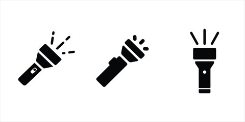 flash light vector silhouette illustration on white background. torch light icon.