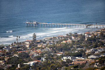View of the Ellen Browning Scripps Memorial Pier in La Jolla, CA from Mt. Soledad.