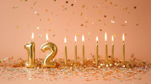 Gold number candles for a 12th birthday celebration