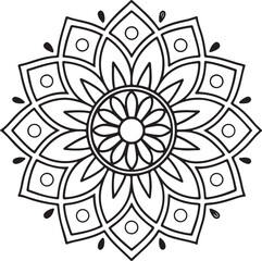 Floral Mandala Drawing – Line Art for Adult Coloring Books