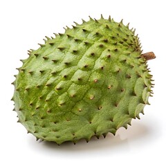 Fresh Green Soursop Annona Muricata Fruit on a White Background Close Up
