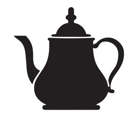 Obraz premium Silhouette teapot isolated on white background. Vintage teapot and coffee pot silhouette.