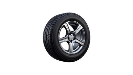 Obraz premium Realistic 3d render of a car tire and alloy wheel isolated on transparent background