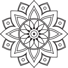Floral Mandala Drawing – Line Art for Adult Coloring Books