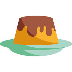 Delicious Flat Style Flan Dessert Illustration