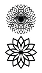 Black set of abstract  circular floral mandala vector art and illustration design. 