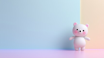 Bear Posing on pastel flat background with Text Space