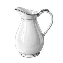 White pitcher with a handle isolated on white background