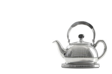 Elegant silver teapot gleaming against a dark backdrop a symbol of warmth and tradition on transparent background