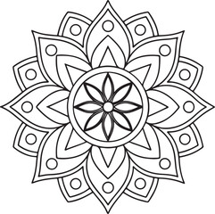 Floral Mandala Drawing – Line Art for Adult Coloring Books