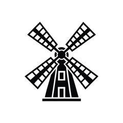 windmill with rotating blades silhouette