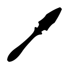 Silhouette of a decorative letter opener with an ornamental handle on white