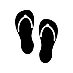 Black Silhouette of Flip Flops on a White Background  Beach Ready