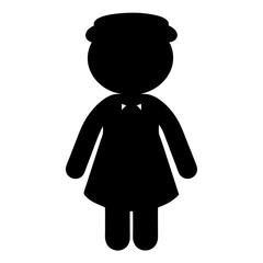 Silhouette of a little girl in a uniform with a bow tie