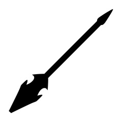 Elegant black and white illustration of a spear with a detailed head