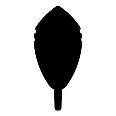 Abstract Black Silhouette of a Leaf with Stem and Unique Shape