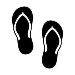 Pair of Black Flip Flops Isolated on White Background Symbol